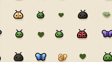 Obraz premium Cute bugs seamless pattern art digital background high fidelity concept for playful designs