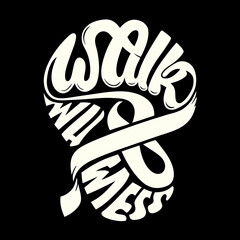 Walk With Me text art with ribbon typography lettering