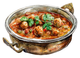 PNG Delicious meatball curry illustration