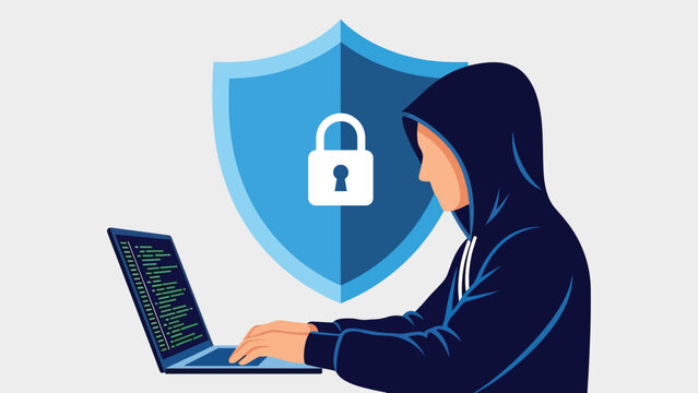 Modern flat illustration showing a blocked hacking attempt with alert icons and security barriers, perfect for awareness campaigns and online safety visuals