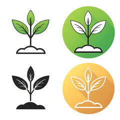 Four icons representing plant growth and development