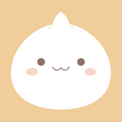Cute kawaii dumpling character with soft rounded edges