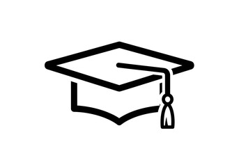 Academic graduation cap tassel education symbol simple outline icon