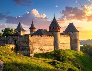 Kamianets-Podilskyi Castle at Sunset: A Historic Landmark in Western Ukraine