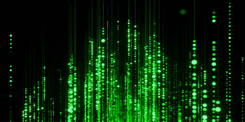 Abstract green binary code background design for digital technology and computer data illustration