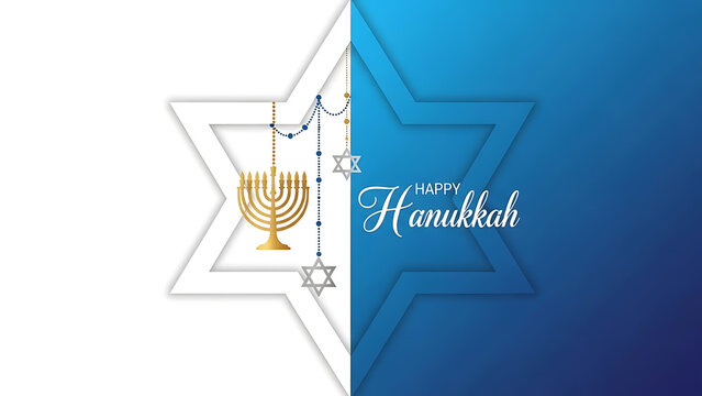 Elegant hanukkah greeting with menorah and star of david - Powered by Adobe