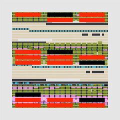 Abstract Data Stream Pattern with Colorful shapes, Geometric Grid with Repeating Color Blocks