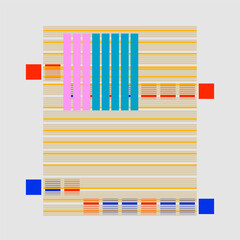 Abstract Data Stream Pattern with Colorful shapes, Geometric Grid with Repeating Color Blocks