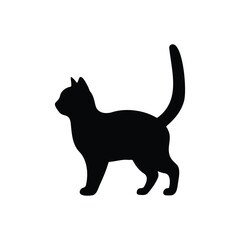 Simple cat silhouette vector flat design on white background.
