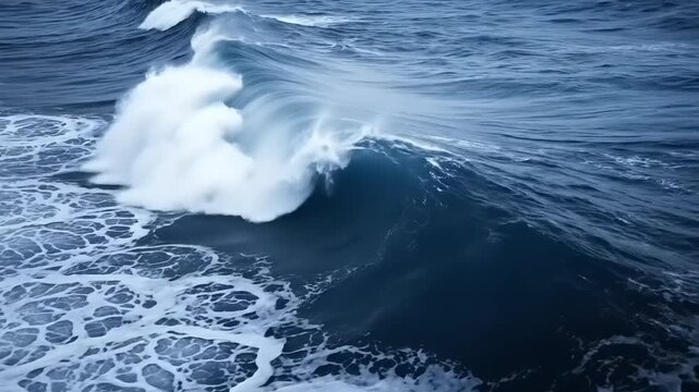 Ocean Waves Crashing Dramatic View of the Sea Water Surface.
