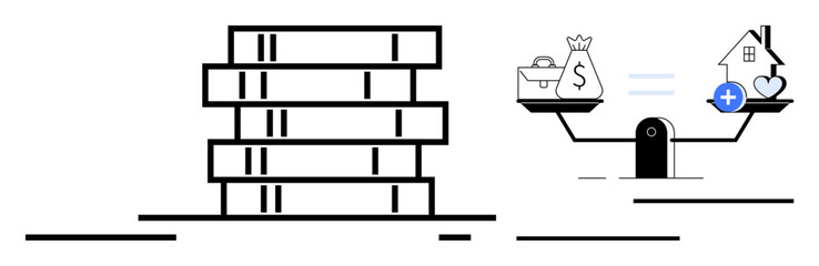 Financial priorities. Balancing career, savings, and lifestyle demands ed symbolically. Financial priorities impacting personal and economic decisions. For budgeting, personal finance, and economics