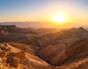 Majestic desert landscape at sunrise capturing the essence of arid beauty