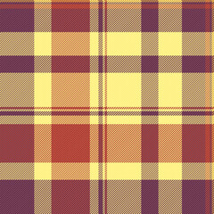 Illustration pattern check textile, flooring vector seamless texture. Knot tartan fabric background plaid in yellow and pink colors.
