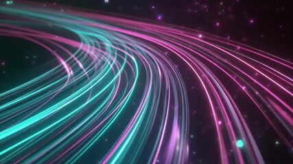 Neon light trails abstract background glowing curves futuristic motion blur vibrant colors digital art - Powered by Adobe