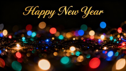 New year greetings with sparkling light background