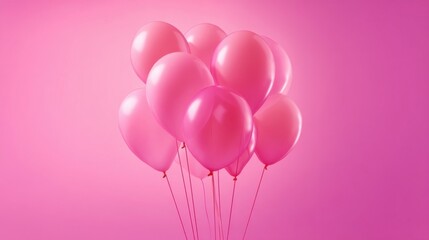 A group of pink balloons floating in a smoky misty background creates a dreamy atmosphere,