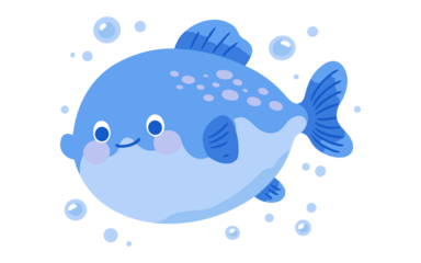 Cute cartoon fish with bubbles vector illustration