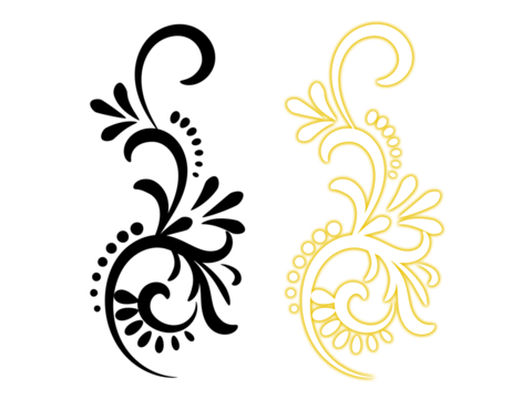 Elegant Floral Scroll Design in White and Gold