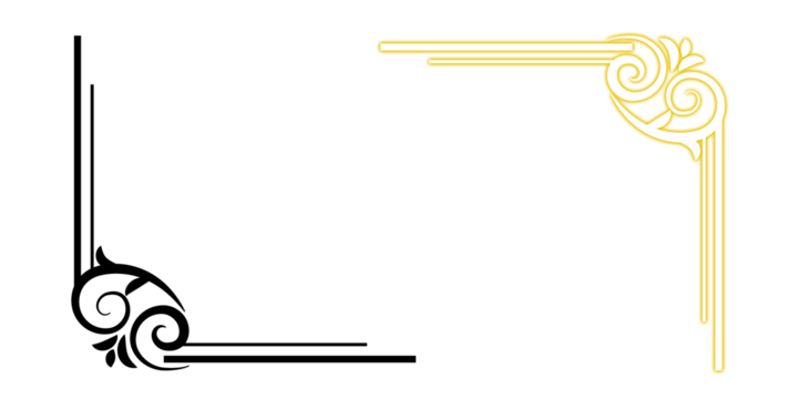 Elegant golden corner design on black background
