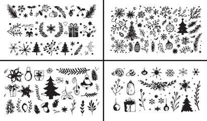Christmas doodle artwork, winter holiday vector, festive element design, hand drawn celebration art, holiday decoration illustration, seasonal Christmas pattern, cheerful winter wallpaper, Xmas decor 