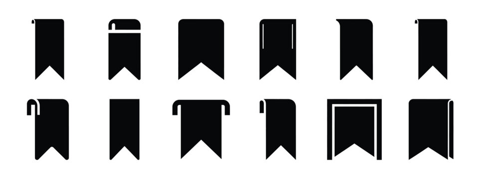 bookmark vector icon set and silhouette art isolated on white background