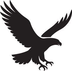 Silhouette of a powerful eagle in mid-flight with wide wings, perfect for bold wildlife designs.