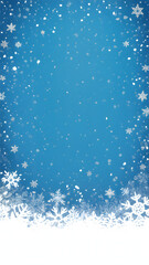 Fototapeta premium Falling snowflakes on a deep blue winter background