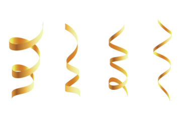 Golden serpentine ribbons isolated against black background