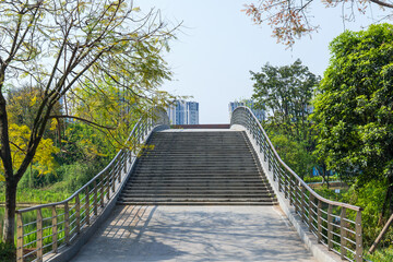 The stone arch bridge in Jincheng Lake Park, Chengdu