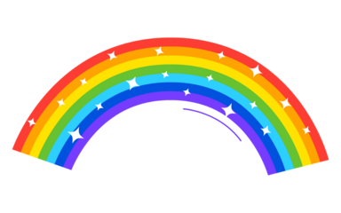 Rainbow arch with sparkles isolated on black