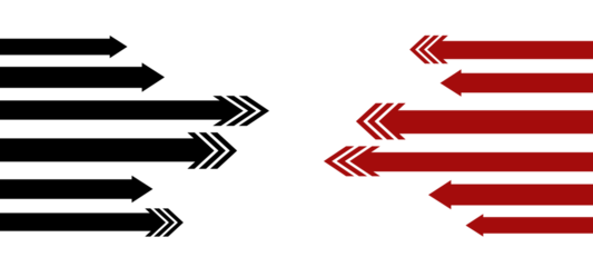 Red arrows pointing right on black background