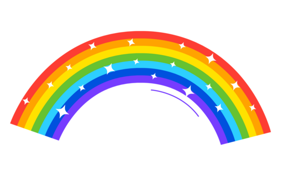 Rainbow arch with sparkles isolated on black