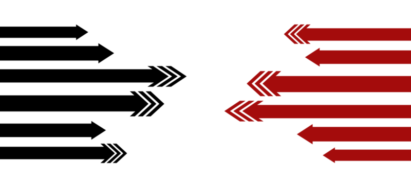 Red arrows pointing right on black background