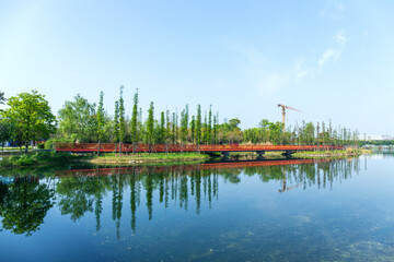 Obraz premium The ecological greenery and lake scenery of Chengdu Jincheng Lake Park