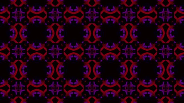 Red and blue fractal ornamental pattern animation