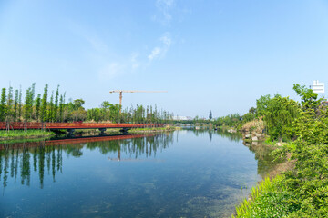 Fototapeta premium The ecological greenery and lake scenery of Chengdu Jincheng Lake Park