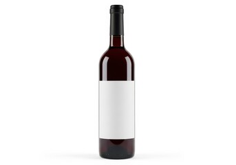 Red wine bottle with blank white label isolated on clean white background
