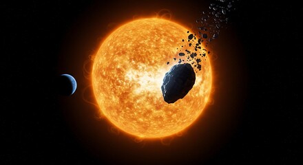 Celestial Collision - Asteroid Impacting a Star with Planet Witnessing.