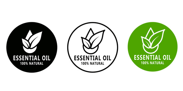 Essential oil set icon isolated on white background. For beauty and skincare natural product certificate label.