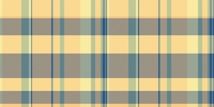 Aesthetic plaid fabric background, warmth vector seamless textile. Festival pattern check tartan texture in orange and yellow colors.