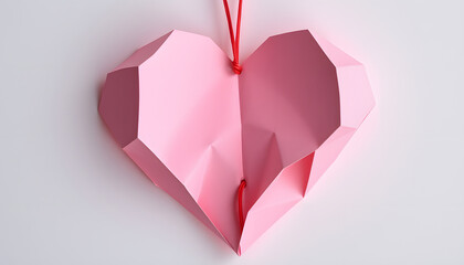 Paper heart, detailed. White tone