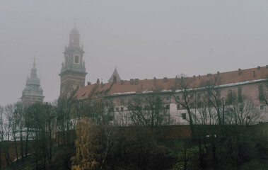 Fototapeta premium Wawel Castle in fog