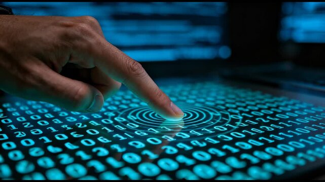 A finger touching a digital interface, representing technology and innovation