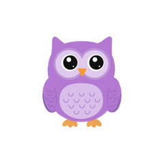 Fototapeta premium Cute purple cartoon owl illustration isolated on white background