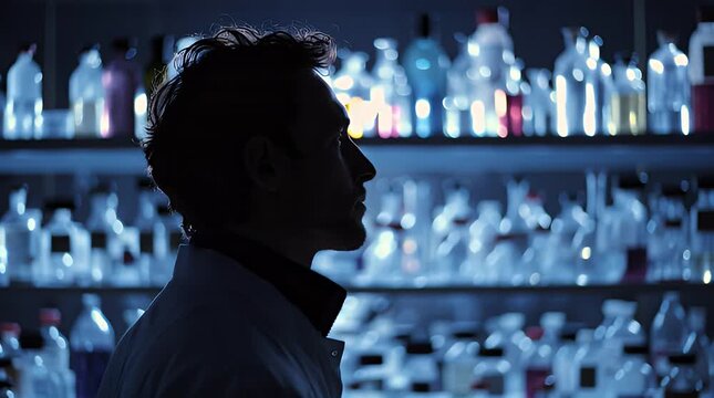 Dedicated scientist looking over research in a modern lab, envisioning innovative medical breakthroughs and new discoveries for a healthier future