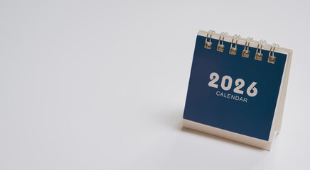 2026 calendar desk organizer spiral bound planner with blue cover on white background for office or home use