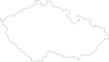 Czech Republic (Czechia) Map Isolated Outline Stroke Vector Map Editable.