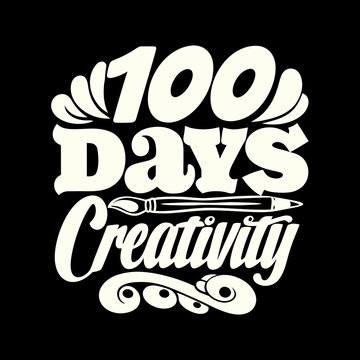 Naklejki 100 Days of Creativity text with paintbrush lettering