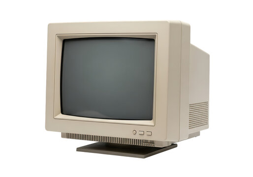 Vintage CRT Computer Monitor Display Screen Technology.