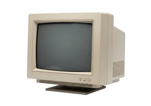 Vintage CRT Computer Monitor Display Screen Technology.